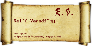Reiff Varsány névjegykártya